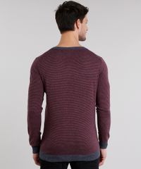 Sueter-Masculino-Listrado-em-Trico-Gola-V-Manga-Longa-Vinho-8848785-Vinho_2