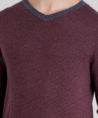 Sueter-Masculino-Listrado-em-Trico-Gola-V-Manga-Longa-Vinho-8848785-Vinho_4
