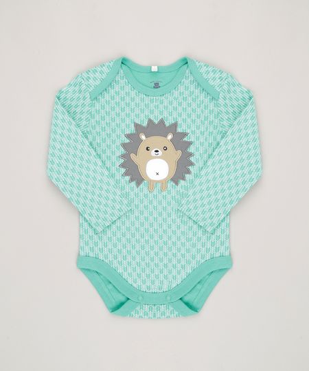 Body-Infantil-Porco-Espinho-Estampado-Manga-Longa-Gola-Redonda-em-Algodao---Sustentavel-Verde-Claro-8814794-Verde_Claro_1
