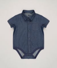 Body-Camisa-Jeans-Infantil-Manga-Curta-em-Algodao---Sustentavel-Azul-Escuro-8858987-Azul_Escuro_1