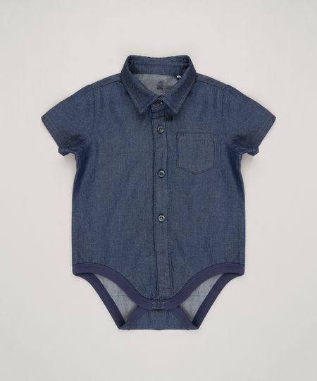 Body-Camisa-Jeans-Infantil-Manga-Curta-em-Algodao---Sustentavel-Azul-Escuro-8858987-Azul_Escuro_1