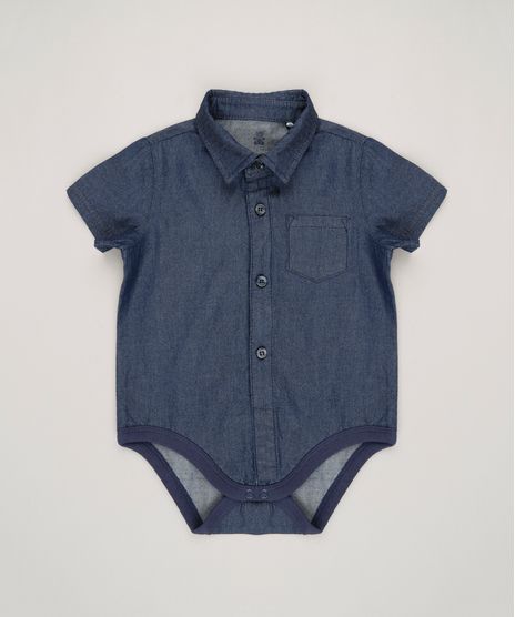 Body-Camisa-Jeans-Infantil-Manga-Curta-em-Algodao---Sustentavel-Azul-Escuro-8858987-Azul_Escuro_1