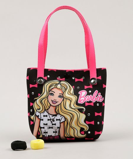 Bolsa-Infantil-Barbie-Estampada---Elasticos-de-Cabelo-Preta-9060669-Preto_1