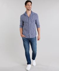 Camisa-Masculina-Slim-Xadrez-Manga-Longa-Azul-Marinho-8852661-Azul_Marinho_3