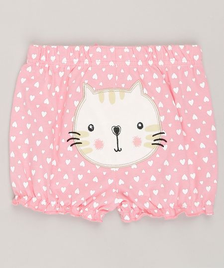 Short-Infantil-Estampado--Gatinho--em-Algodao---Sustentavel-Rosa-8802904-Rosa_1