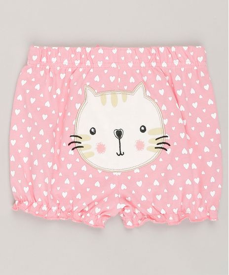 Short-Infantil-Estampado--Gatinho--em-Algodao---Sustentavel-Rosa-8802904-Rosa_1