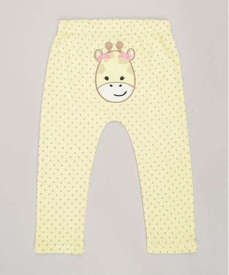 Calca-Infantil-Estampada--Girafa--em-Algodao---Sustentavel-Amarela-8812203-Amarelo_1