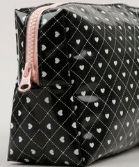 Necessaire-Feminina-Estampada-de-Coracoes-Preta-9037252-Preto_3