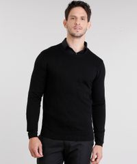 Sueter-Masculino-em-Trico-Texturizado-Gola-Careca-Manga-Longa-Preto-8855759-Preto_1