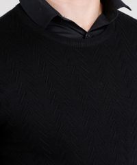 Sueter-Masculino-em-Trico-Texturizado-Gola-Careca-Manga-Longa-Preto-8855759-Preto_4