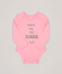 Body-Infantil--Papai-me-faz-sorrir--Manga-Longa-Decote-Redondo-em-Algodao---Sustentavel-Rosa-8824387-Rosa_1