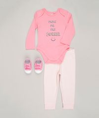 Body-Infantil--Papai-me-faz-sorrir--Manga-Longa-Decote-Redondo-em-Algodao---Sustentavel-Rosa-8824387-Rosa_3