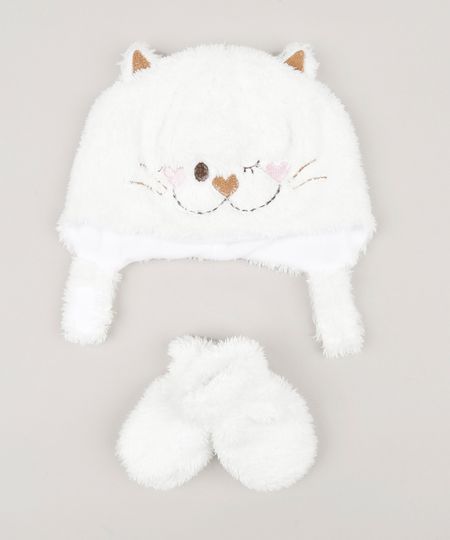 Kit-Infantil-de-Gorro---Luva-em-Plush-Gatinho-Branca-8490859-Branco_1 Kit-Infantil-de-Gorro---Luva-em-Plush-Gatinho-Branca-8490859-Branco_1