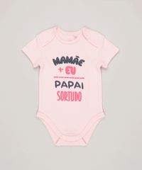 Body-Infantil--Mamae-Eu-Papai-Sortudo--Manga-Curta-Decote-Redondo-em-Algodao---Sustentavel-Rosa-Claro-8897314-Rosa_Claro_1