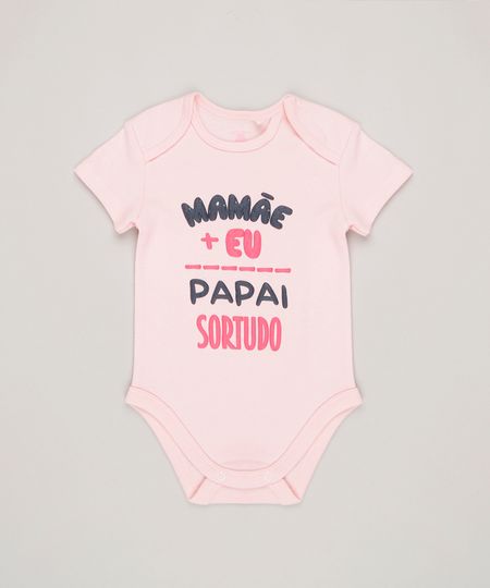 Body-Infantil--Mamae-Eu-Papai-Sortudo--Manga-Curta-Decote-Redondo-em-Algodao---Sustentavel-Rosa-Claro-8897314-Rosa_Claro_1