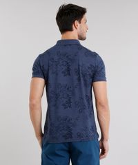 Polo-Masculina-em-Piquet-Estampada-de-Folhagens-Manga-Curta-Azul-Marinho-8975640-Azul_Marinho_2