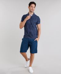 Polo-Masculina-em-Piquet-Estampada-de-Folhagens-Manga-Curta-Azul-Marinho-8975640-Azul_Marinho_3