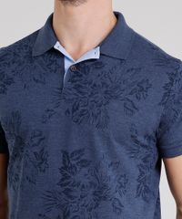 Polo-Masculina-em-Piquet-Estampada-de-Folhagens-Manga-Curta-Azul-Marinho-8975640-Azul_Marinho_4