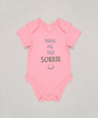 Body-Infantil--Papai-me-faz-sorrir--Manga-Curta-Decote-Redondo-em-Algodao---Sustentavel-Rosa-8897321-Rosa_1
