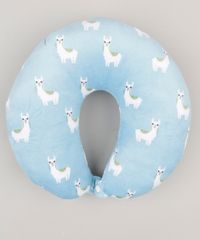 Kit-de-Apoio-de-Cabeca---Tapa-Olho-Estampado-de-Lhamas-Azul-Claro-9118263-Azul_Claro_2