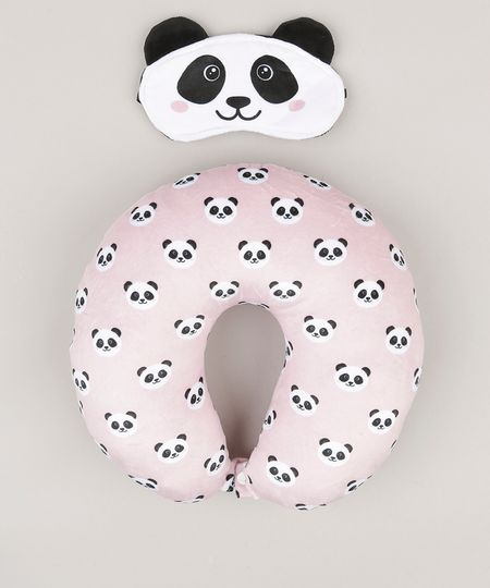 Kit--de-Apoio-de-Cabeca---Tapa-Olho-Estampado-de-Pandas-Rosa-Claro-9118266-Rosa_Claro_1