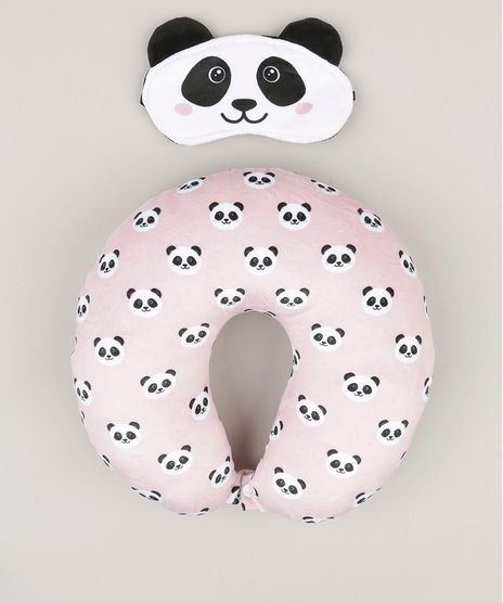 Kit--de-Apoio-de-Cabeca---Tapa-Olho-Estampado-de-Pandas-Rosa-Claro-9118266-Rosa_Claro_1