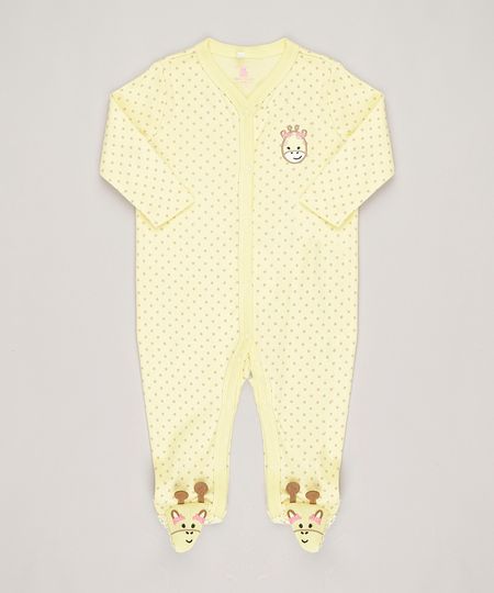 Macacao-Infantil-Estampado--Girafa--Manga-Longa-em-Algodao---Sustentavel-Amarelo-8812224-Amarelo_1