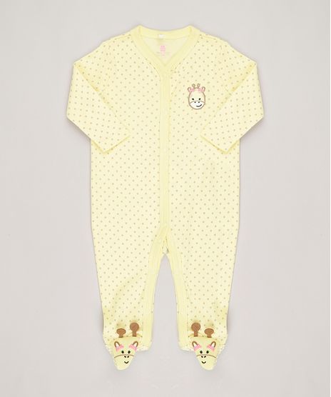 Macacao-Infantil-Estampado--Girafa--Manga-Longa-em-Algodao---Sustentavel-Amarelo-8812224-Amarelo_1