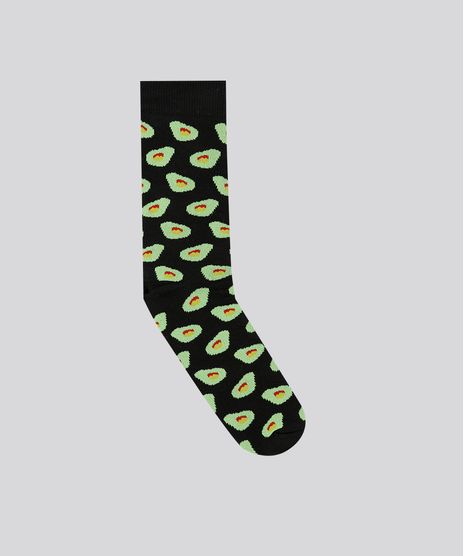 Meia-Divertida-Masculina-Estampada-Preta-9083838-Preto_1