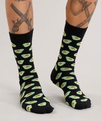 Meia-Divertida-Masculina-Estampada-Preta-9083838-Preto_2