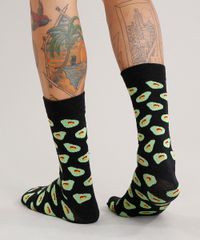 Meia-Divertida-Masculina-Estampada-Preta-9083838-Preto_3