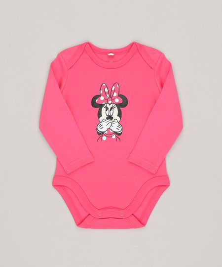 Body-Infantil-Minnie-Manga-Longa-Decote-Redondo-em-Algodao---Sustentavel-Rosa-Escuro-8814766-Rosa_Escuro_1