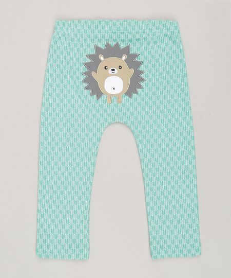 Calca-Infantil-Estampada--Porco-Espinho--em-Algodao---Sustentavel-Verde-8814780-Verde_1