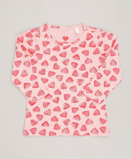 Blusa-Infantil-Estampada-de-Coracao-Manga-Longa-Decote-Redondo-em-Algodao---Sustentavel-Rosa-9043772-Rosa_1