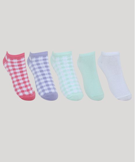 Kit-de-5-Meias-Femininas-Cano-Baixo-Estampadas-Xadrez-Vichy-Multicor-9973169-Multicor_1