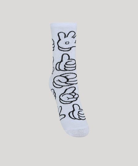 Meia-Feminina-Cano-Alto-Maos-do-Mickey-Estampada-Branca-9973653-Branco_1