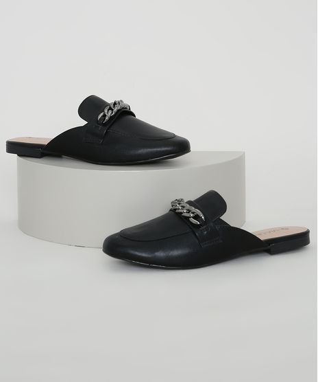 Mule-Feminino-Via-Uno-Bico-Redondo-com-Corrente-Preto-9981776-Preto_1
