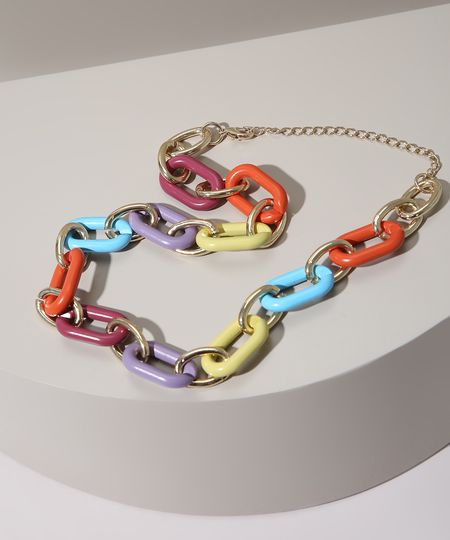 Colar-Feminino-com-Elos-Coloridos-Dourado-9973869-Dourado_1