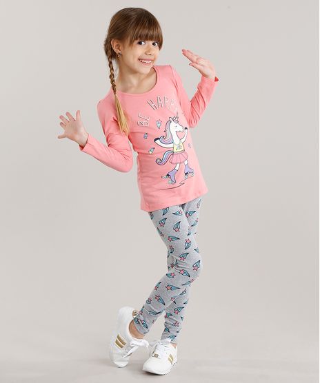 Conjunto-Infantil-de-Blusa-Unicornio-Manga-Longa-Rosa---Calca-Legging-Estampada-em-Algodao---Sustentavel-Cinza-Mescla-9048457-Cinza_Mescla_1