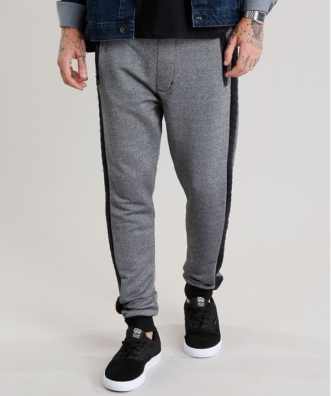 Calca-Masculina-Jogger-em-Moletom-com-Recortes-Cinza-Mescla-8938390-Cinza_Mescla_1