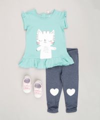 Conjunto-Infantil-de-Blusa-Gatinha-Manga-Curta-com-Laco-Verde---Calca-Legging-Azul-Marinho-8820201-Azul_Marinho_3