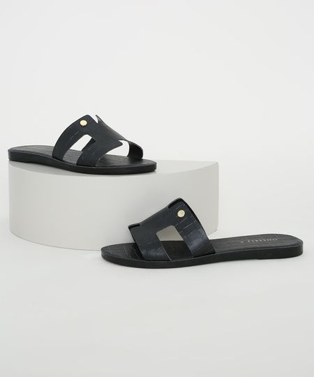 Rasteirinha-Feminina-Slide-Oneself-Texturizada-Croco-com-Recortes-Preta-9983897-Preto_1
