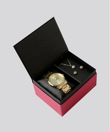 Kit-de-Relogio-Analogico-Lince-Feminino---Colar---Brinco---KD07C2KX-Dourado-8901731-Dourado_1