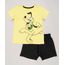 Conjunto-Infantil-Pluto-de-Camiseta-Manga-Curta-Amarela---Bermuda-em-Moletom-de-Algodao---Sustentavel-Preta-9029241-Preto_1