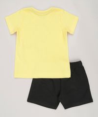 Conjunto-Infantil-Pluto-de-Camiseta-Manga-Curta-Amarela---Bermuda-em-Moletom-de-Algodao---Sustentavel-Preta-9029241-Preto_2