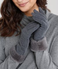 Luva-Feminina-de-Inverno-com-Pelo-Cinza-Mescla-Escuro-8754583-Cinza_Mescla_Escuro_2