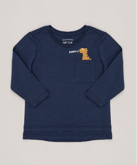 Camiseta-Infantil-Dinossauro-com-Bolso-Manga-Curta-Gola-Redonda-Azul-Marinho-9095178-Azul_Marinho_1