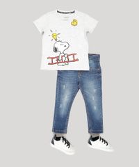 Camiseta-Infantil-Interativa-Snoopy-com-Bolso-Manga-Curta-Gola-Redonda-Cinza-Mescla-Claro-9048282-Cinza_Mescla_Claro_3