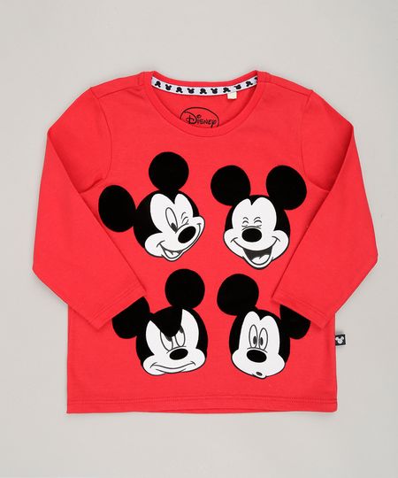 Camiseta-Infantil-Mickey-Mouse-Manga-Longa-Gola-Redonda-em-Algodao---Sustentavel-Vermelha-8650129-Vermelho_1