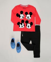 Camiseta-Infantil-Mickey-Mouse-Manga-Longa-Gola-Redonda-em-Algodao---Sustentavel-Vermelha-8650129-Vermelho_3